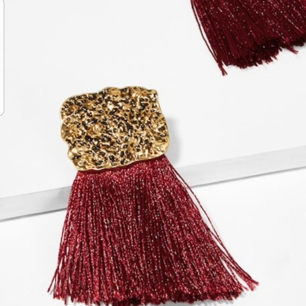 NWT Textured Square Tassel Drop Earrings